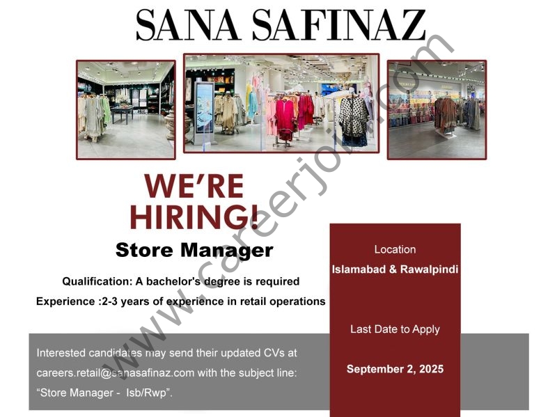 Sana Safinaz Jobs Store Manager 1