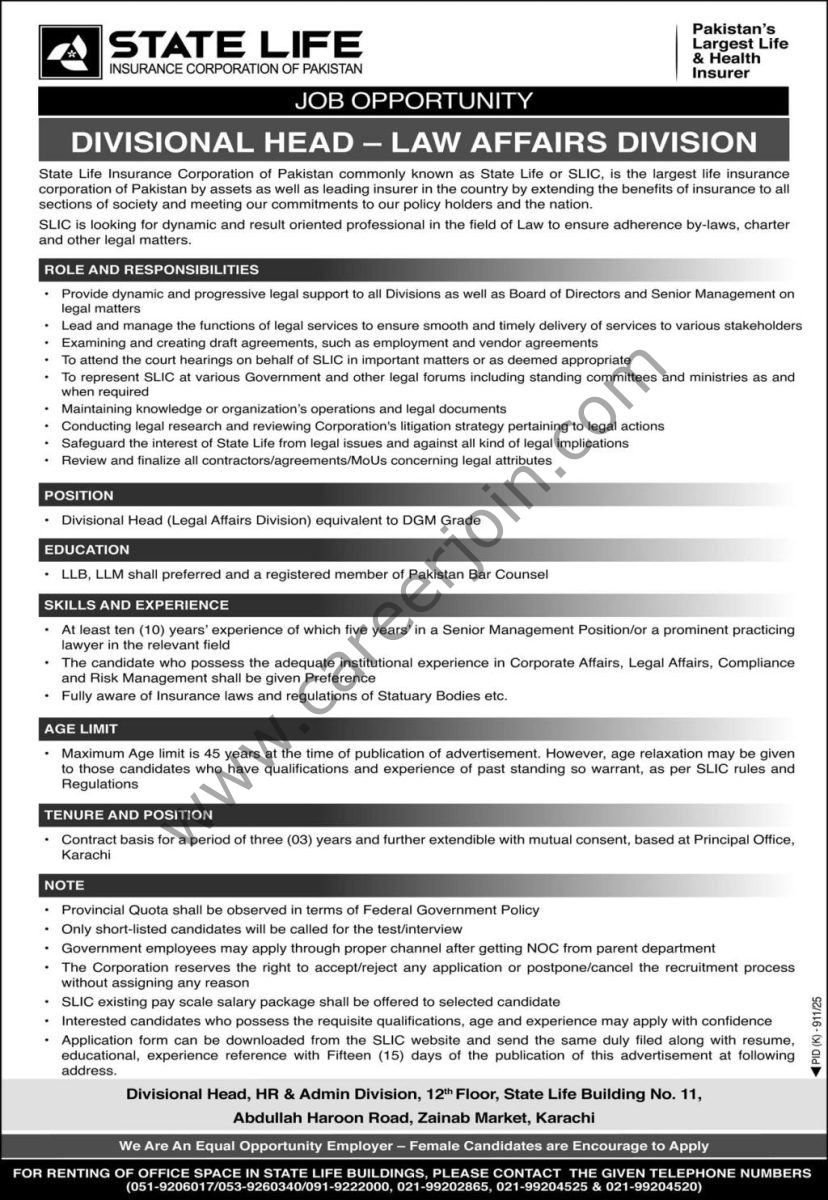 State Life Insurance Corp Jobs 14 September 2025 Express 1