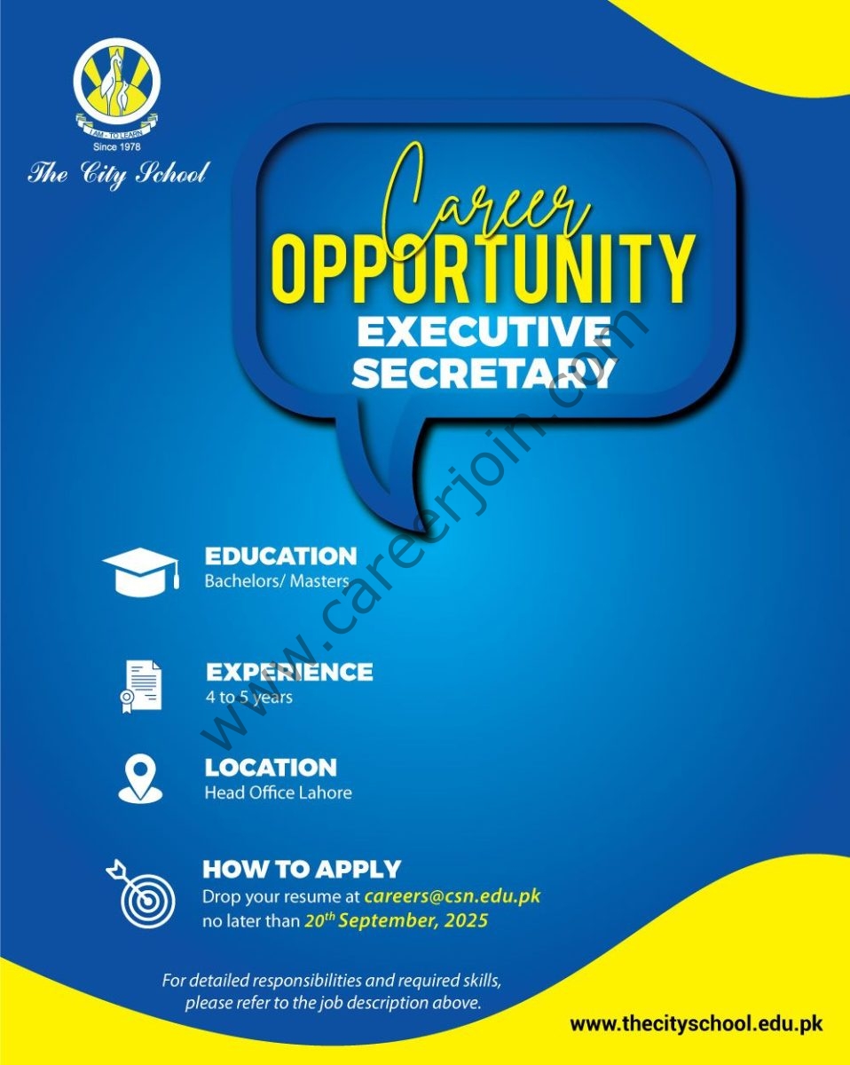The City School Jobs Executive Secretary 1