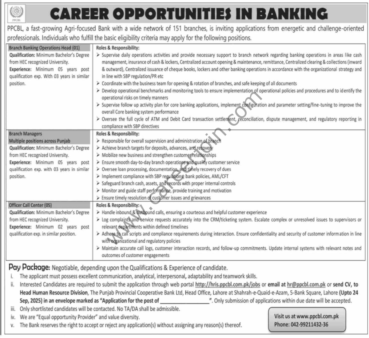 The Punjab Provincial Cooperative Bank Ltd PPCBL Jobs 14 September 2025 Dawn 1