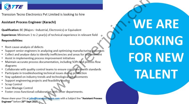Transsion Tecno Electronics Pvt Limited Jobs Assistant Process Engineer 1