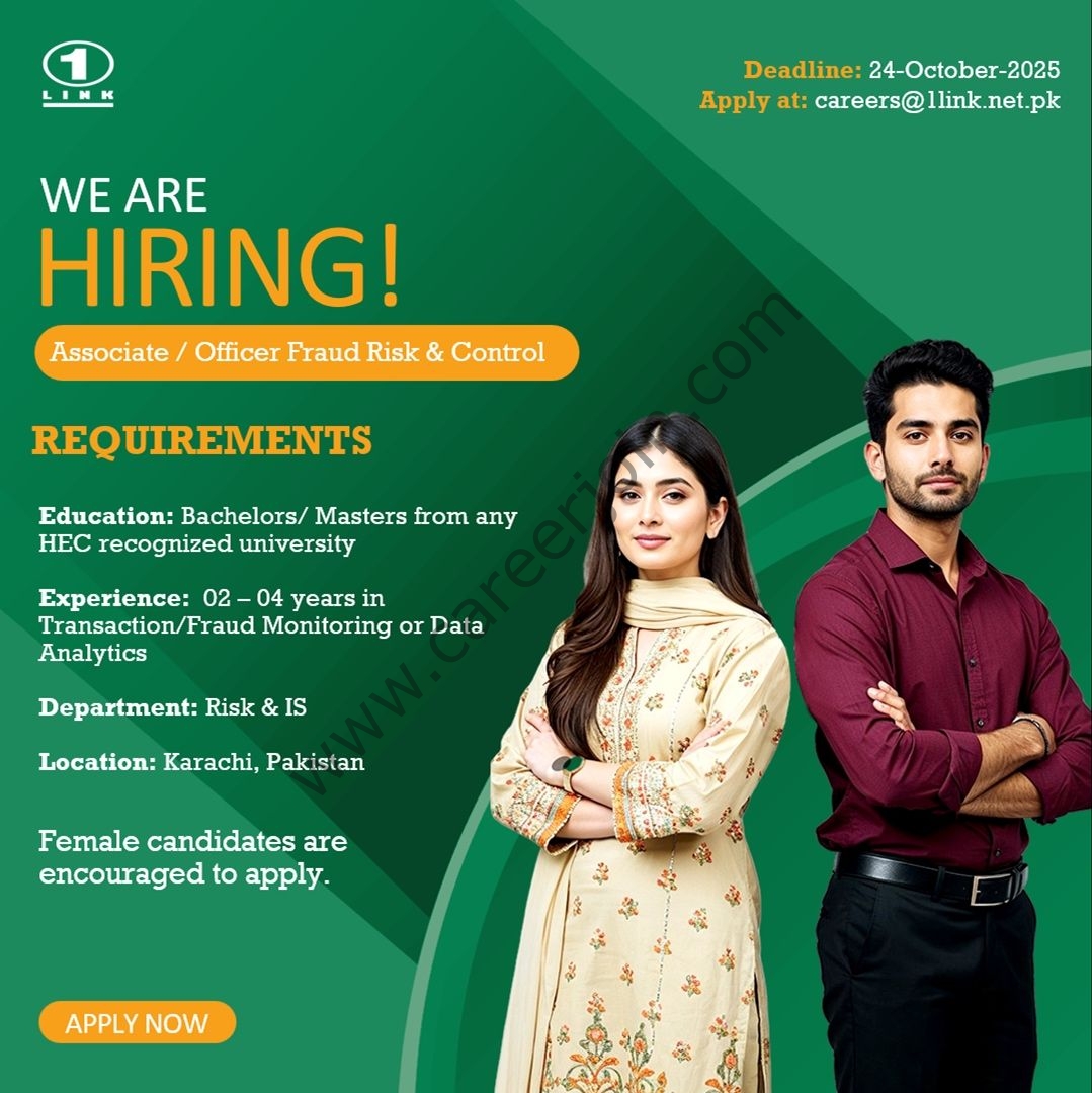 1Link Pvt Ltd Jobs Associate / Officer Fraud Risk & Control 1
