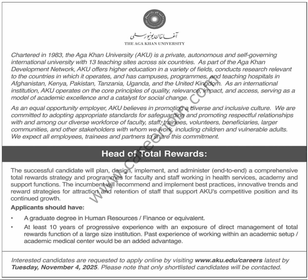 Aga Khan Univeristy AKU Jobs 26 October 2025 Dawn 1