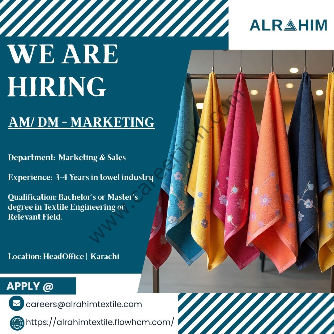 Al Rahim Textile Industries Jobs AM / DM Marketing 1