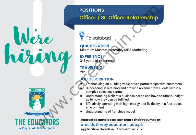 The Educators Jobs Officer / Sr Officer Relationship 1