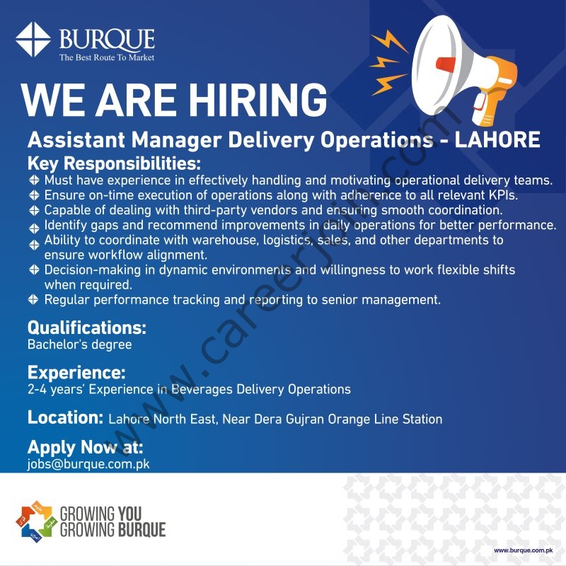 Burque Corporation Limited Jobs Assistant Manager Delivery Operations 1