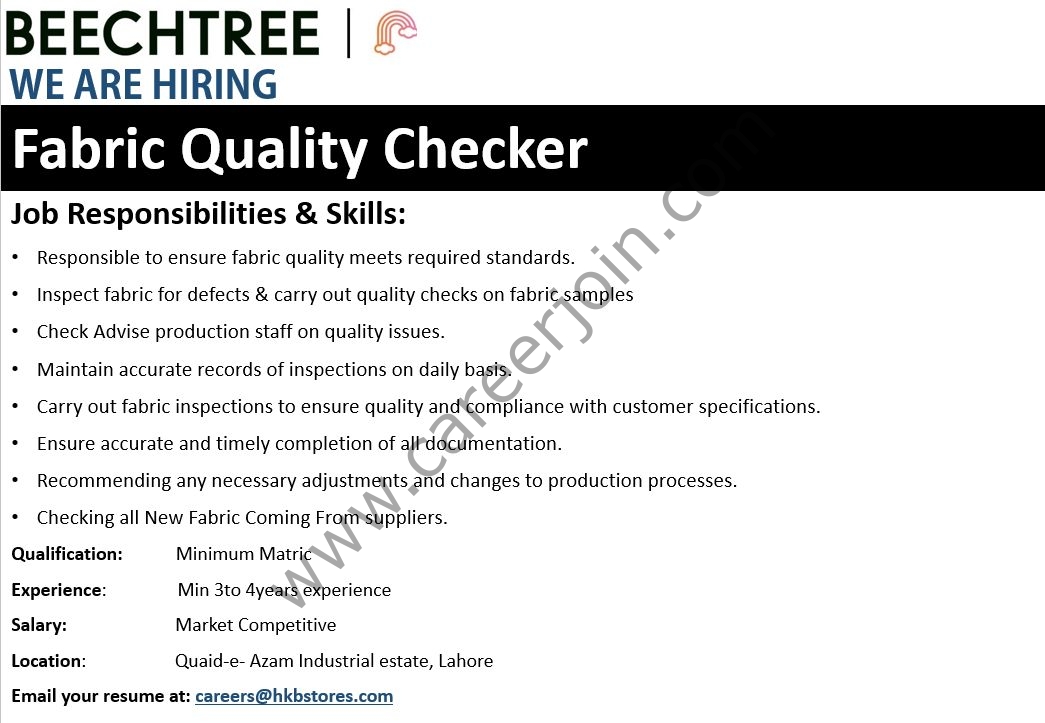 Beechtree Jobs Fabric Quality Checker 1