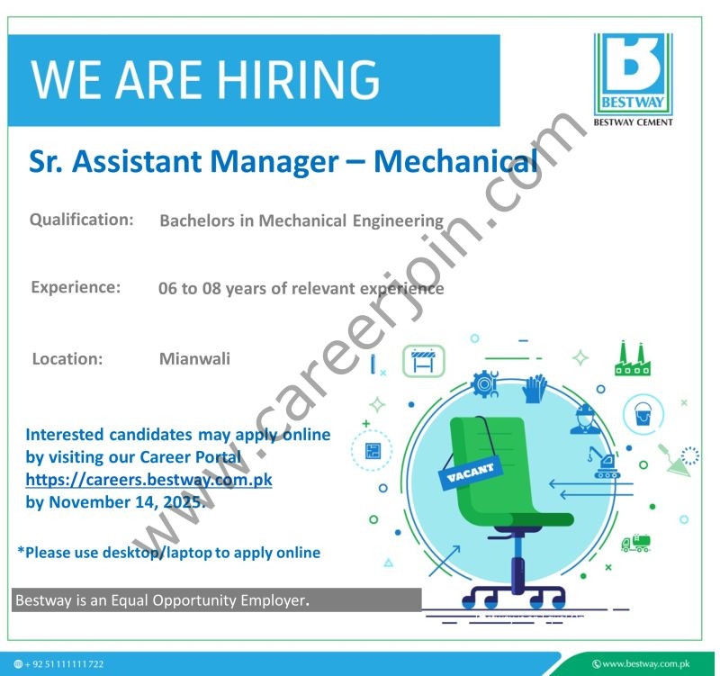 Bestway Cement Limited Jobs Sr Assistant Manager Mechanical  1