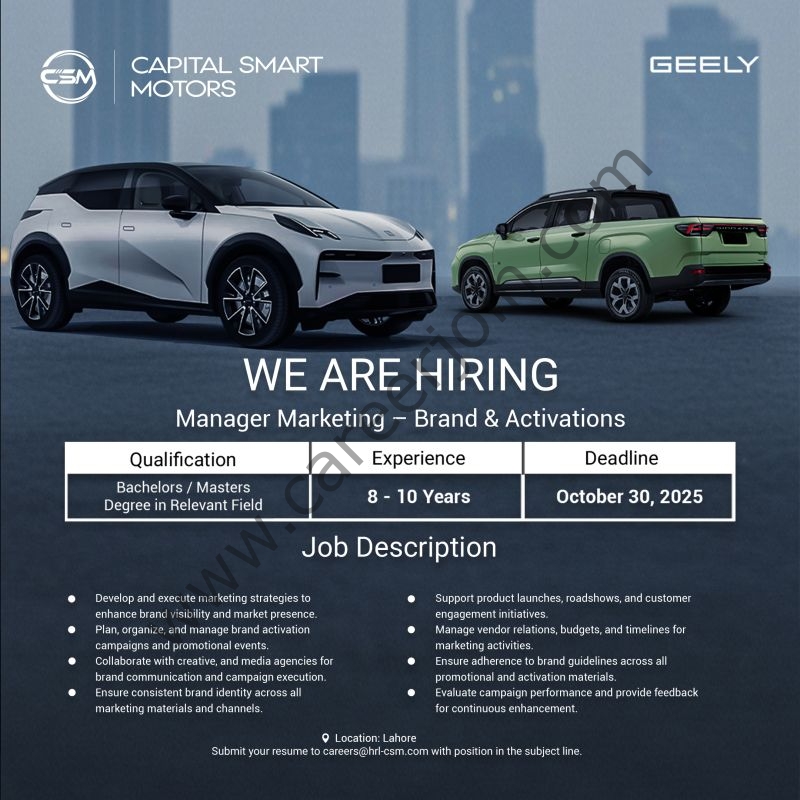 Capital Smart Motors Jobs October 2025  1