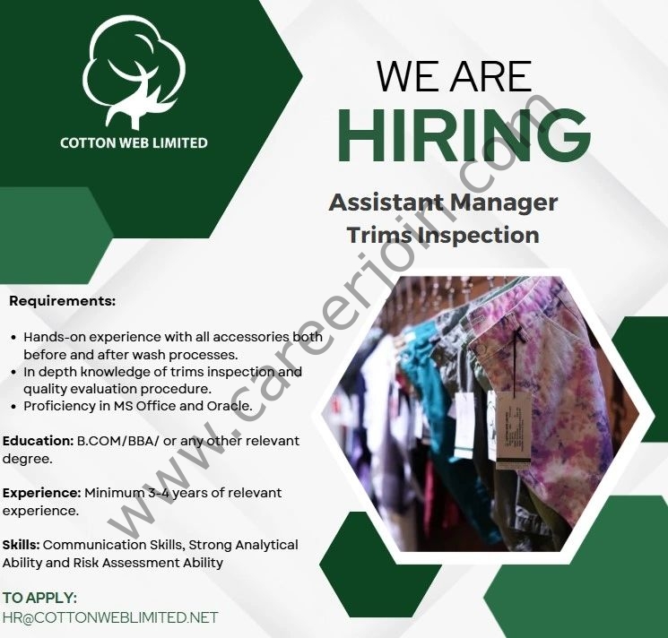 Cotton Web Limited Jobs Assistant Manager Trim Inspection 1