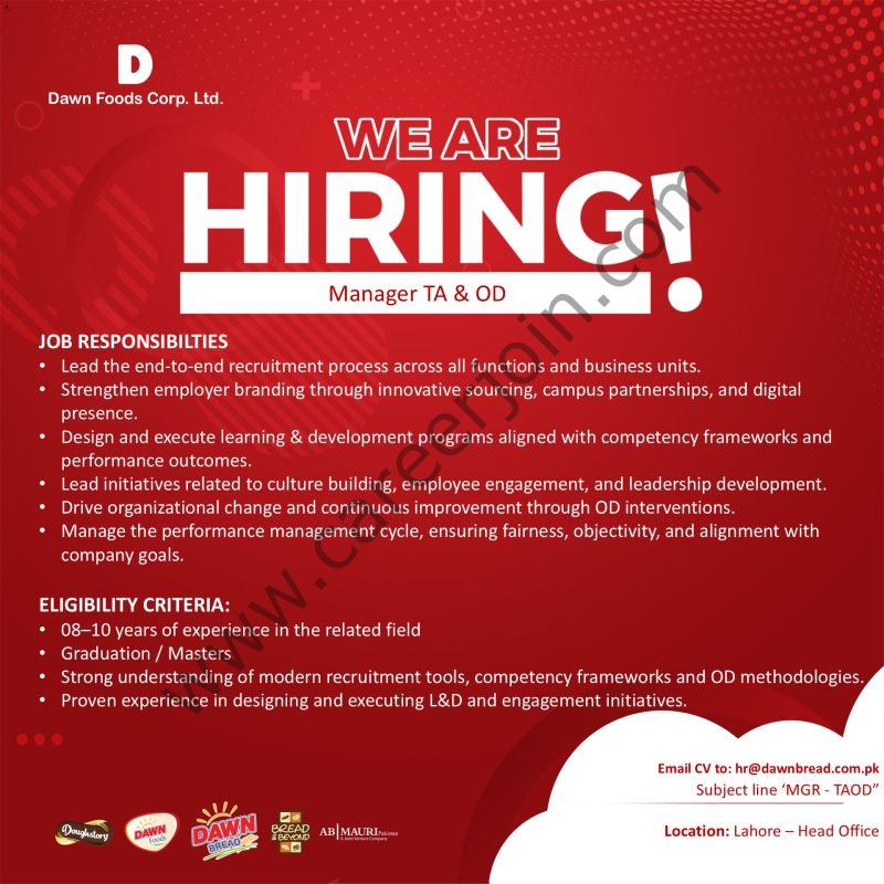 Dawn Foods Corp Limited Jobs Manager TA & OD 1