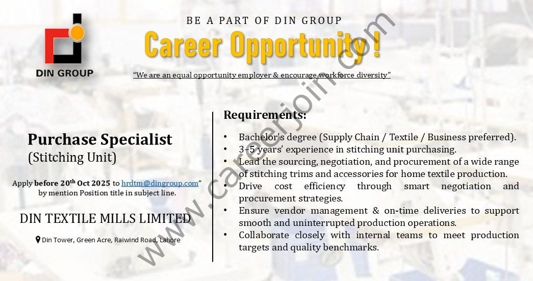 Din Group Jobs Purchase Specialist 1
