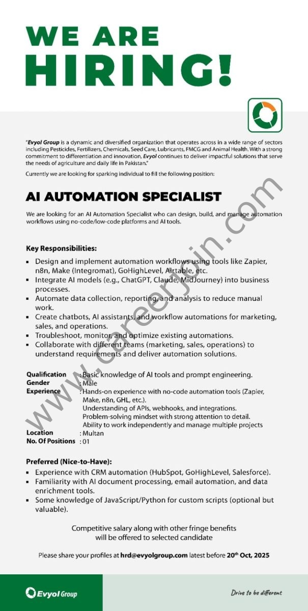 Evyol Group Jobs AI Automation Specialist 1