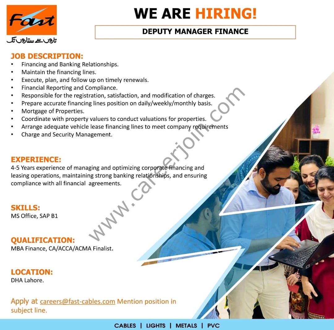 Fast Cables Limited Jobs Deputy Manager Finance 1