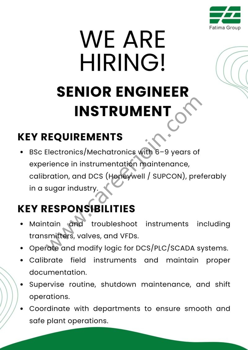 Fatima Group Jobs Senior Engineer Instrument  1