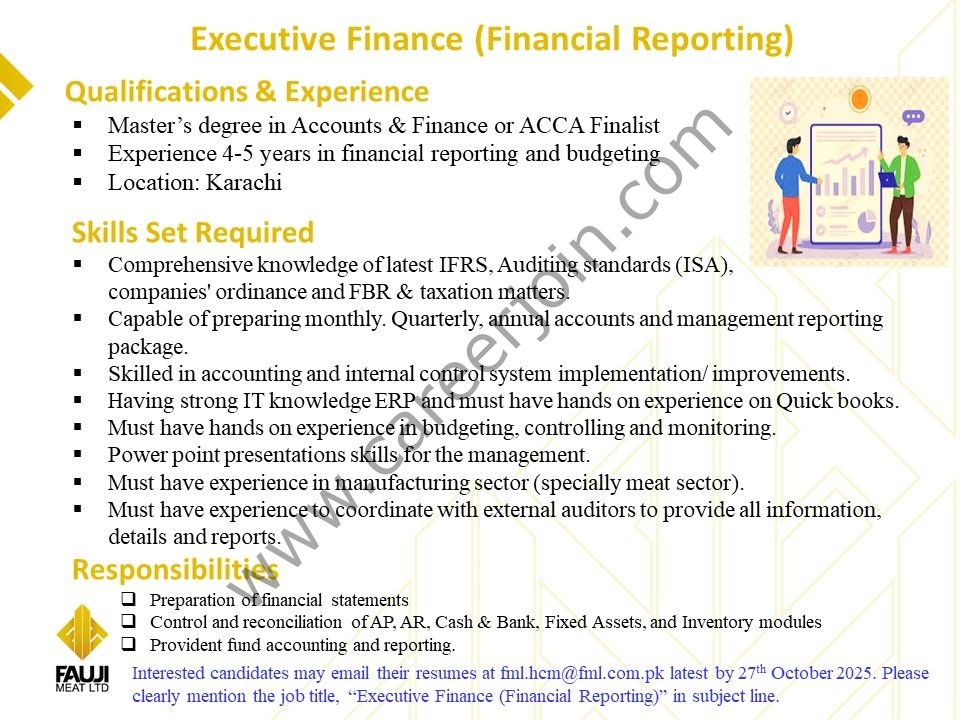 Fauji Meat Limited Jobs Executive Finance (Financial Reporting) 1
