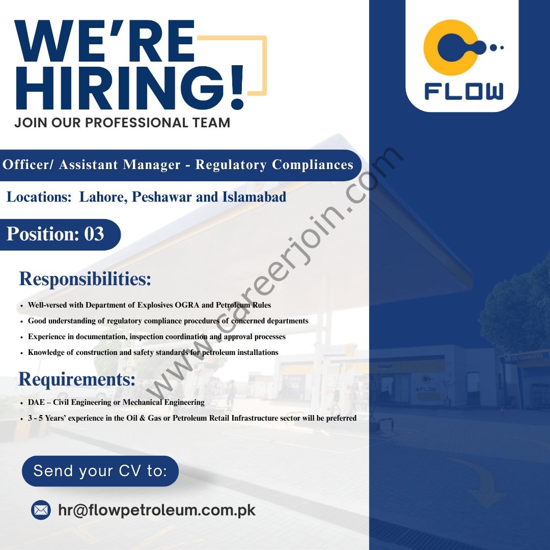 Flow Petroleum Pvt Ltd Jobs Assistant Manager/ Officer Regulatory Compliance 1