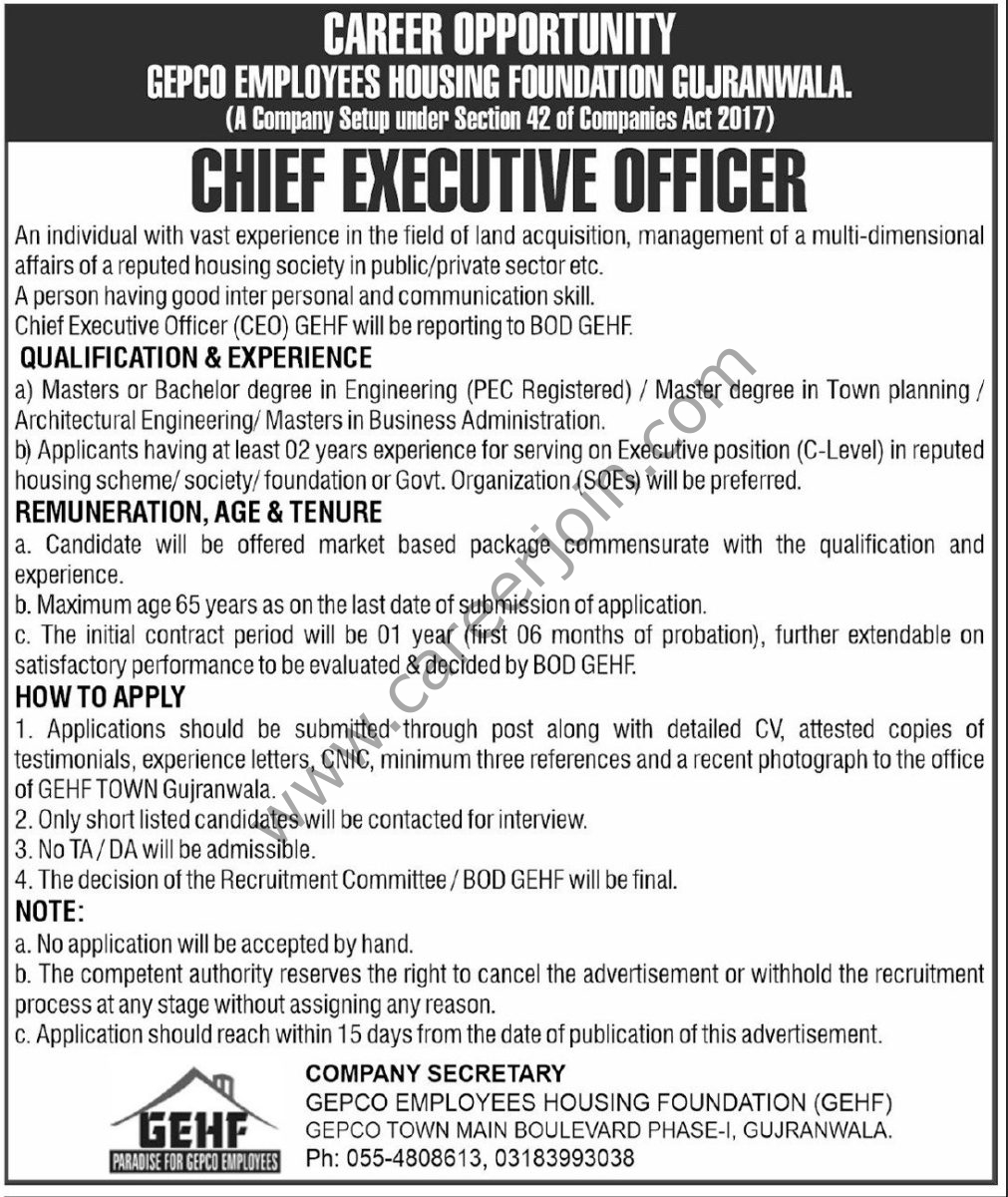 GEPCO Employees Housing Foundation Jobs 03 Ocrtober 2025 Express Tribune 01 1