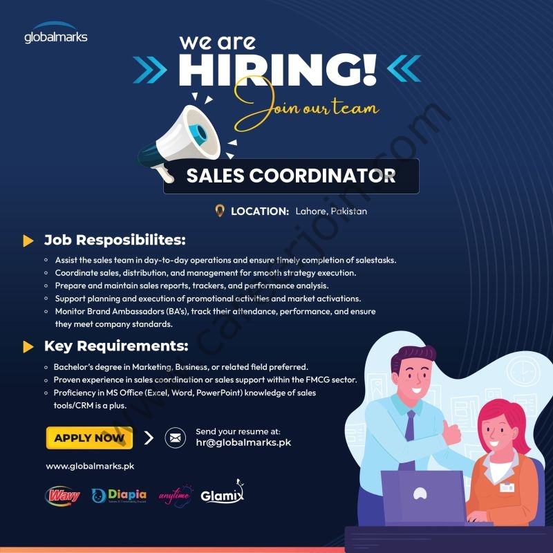 Global Marks Pvt Ltd Jobs Sales Coordinator 1