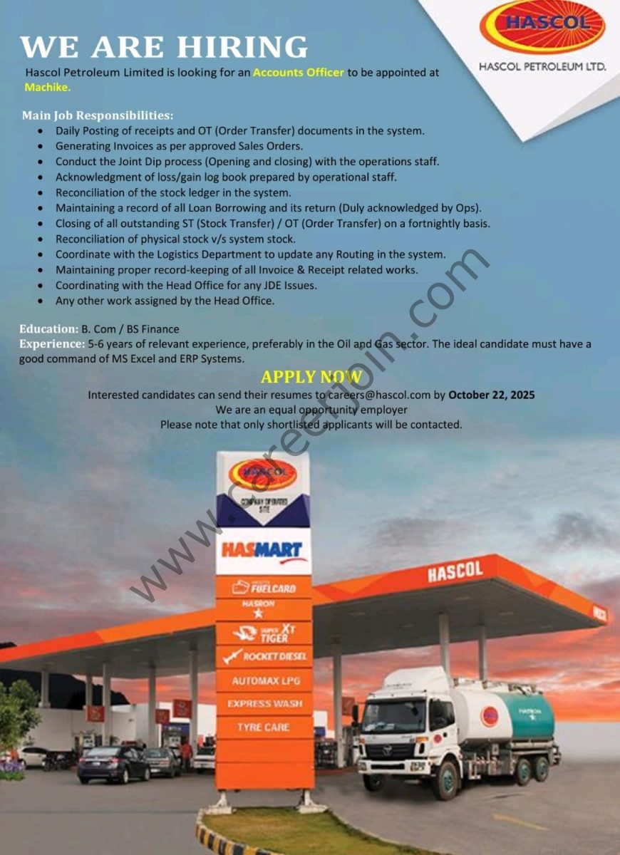 Hascol Petroleum Limited Jobs October 2025 2