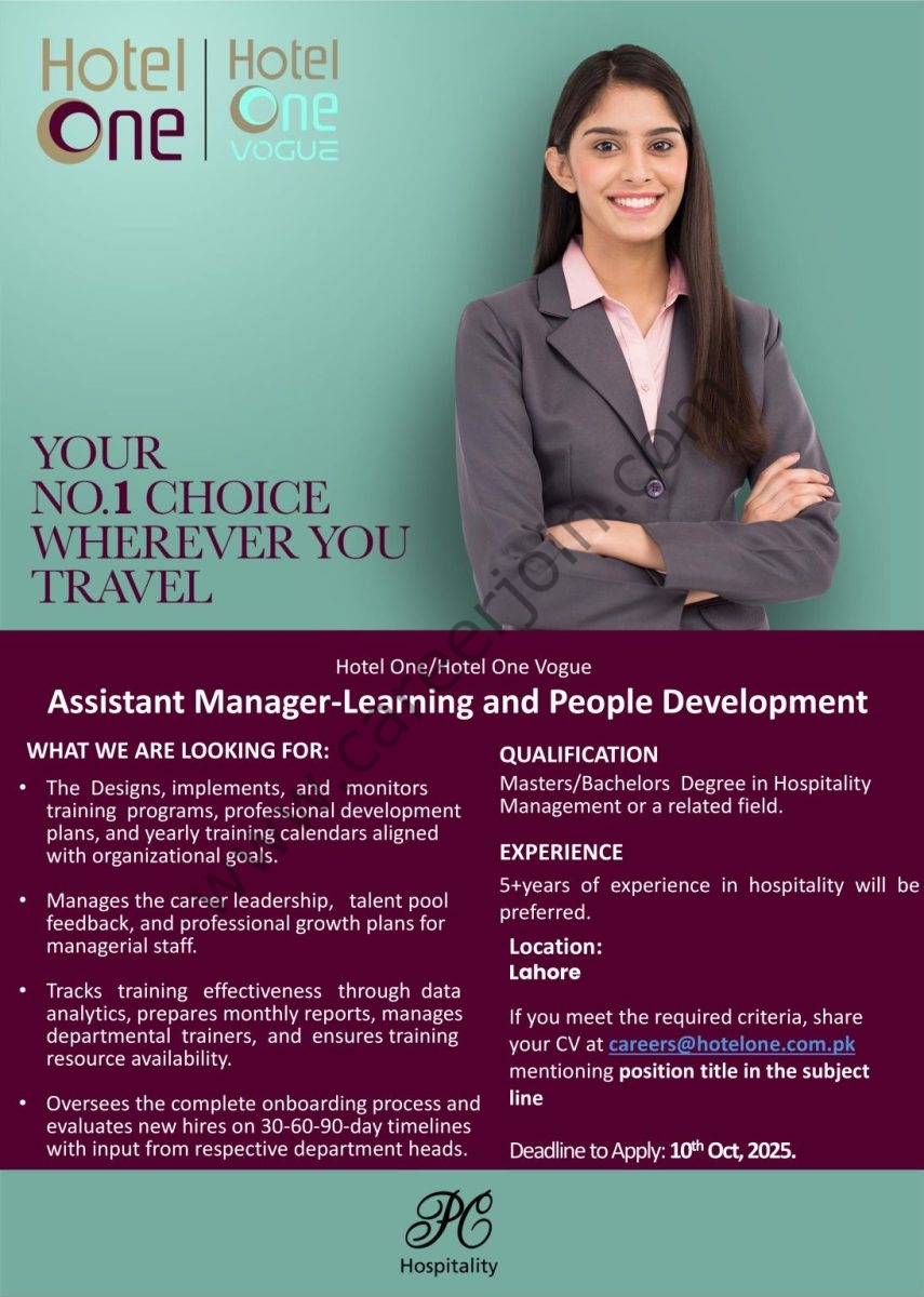 Hotel One Pvt Ltd Jobs Assistant Manager Learning & People Development 1