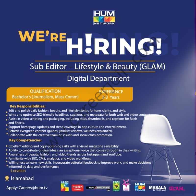 HUM Tv Network Jobs November 2025 2