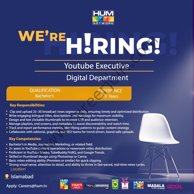 HUM Tv Network Jobs November 2025 1