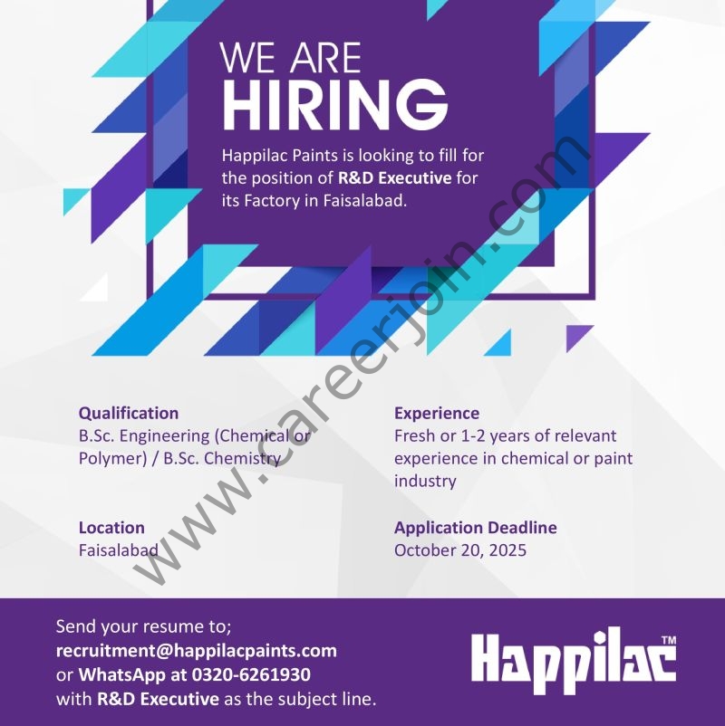 Happilac Paints Jobs R&D Executive 1