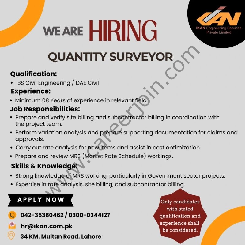 IKAN Engineering Services Private Limited Jobs Quantity Surveyor 1
