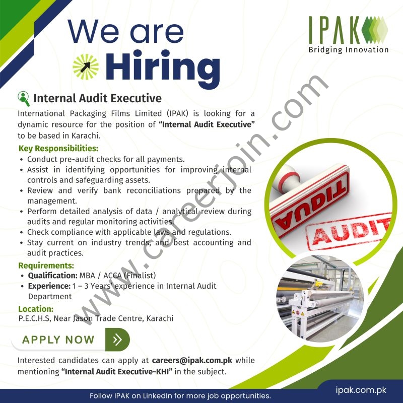 International Packaging Films Limited (IPAK) Jobs Internal Audit Executive 1