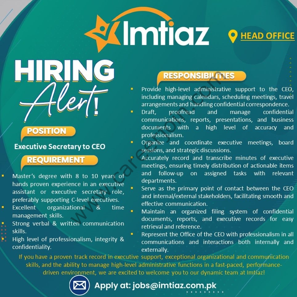 Imtiaz Super Market Jobs Executive Secretary 1
