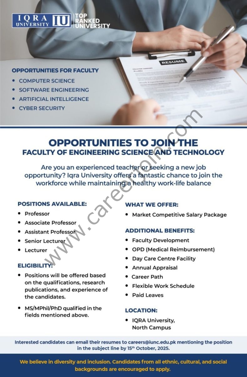 Iqra University IU Jobs October 2025 2