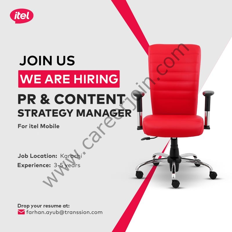 Itel Pakistan Jobs PR & Content Strategy Manager 1