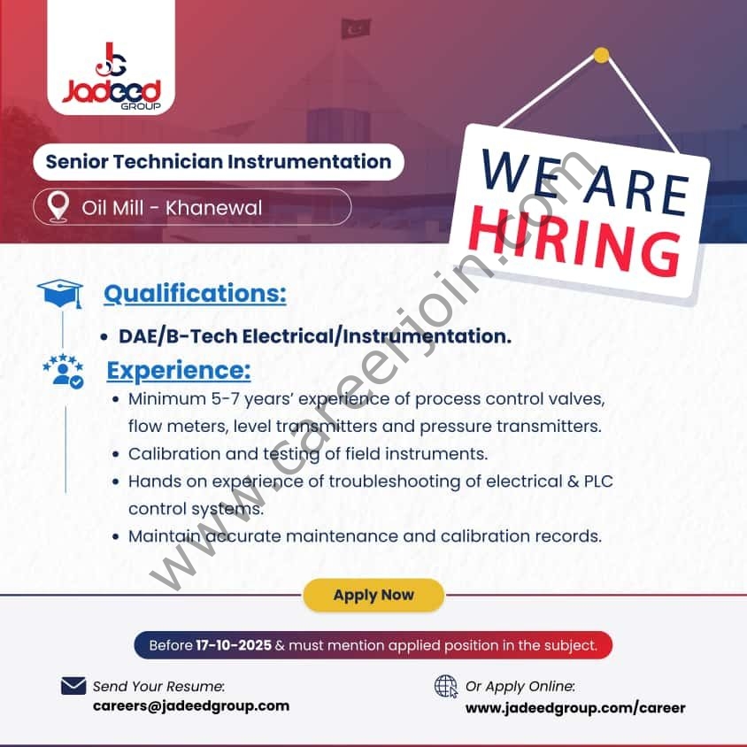 Jaffer Group Of Companies Jobs Senior Technician Instrumentation 1