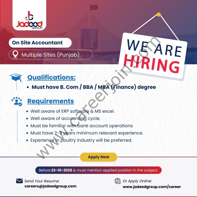 Jadeed Group Of Companies Jobs On Site Accountant 1