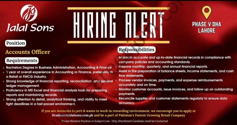 Jalal Sons Jobs Accounts Officer  1