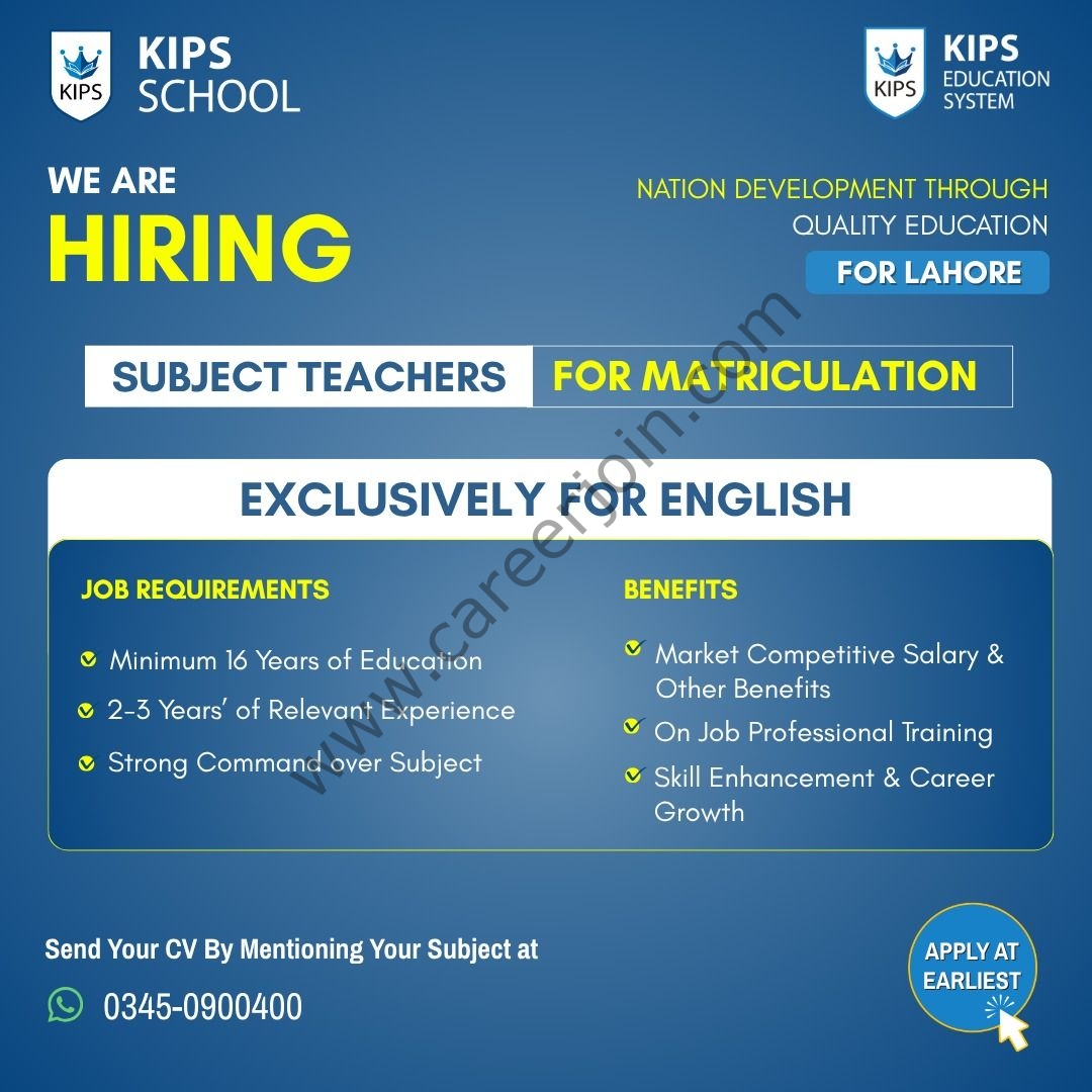 KIPS School Jobs English Teachers  1