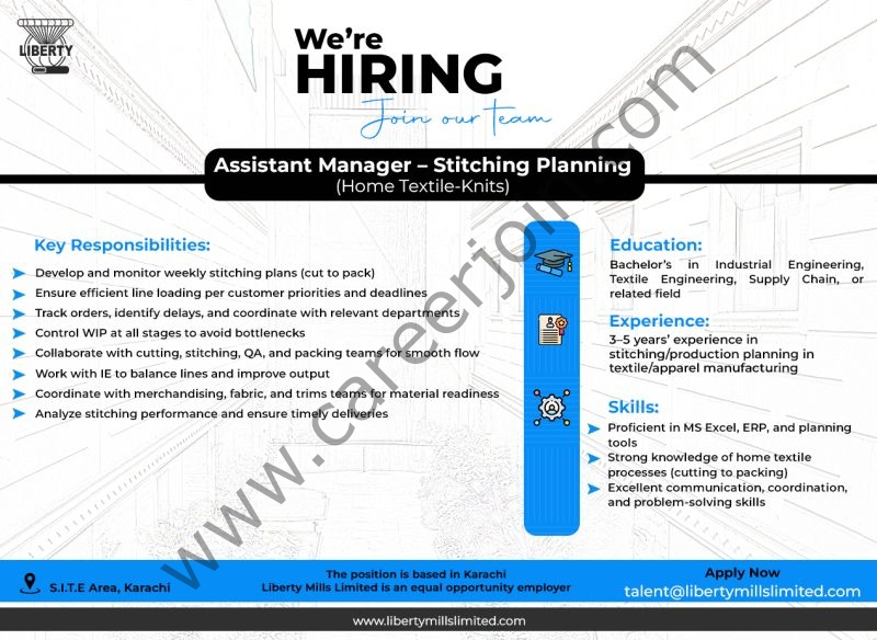 Liberty Mills Limited Jobs Assistant Manager Stitching Planning 1