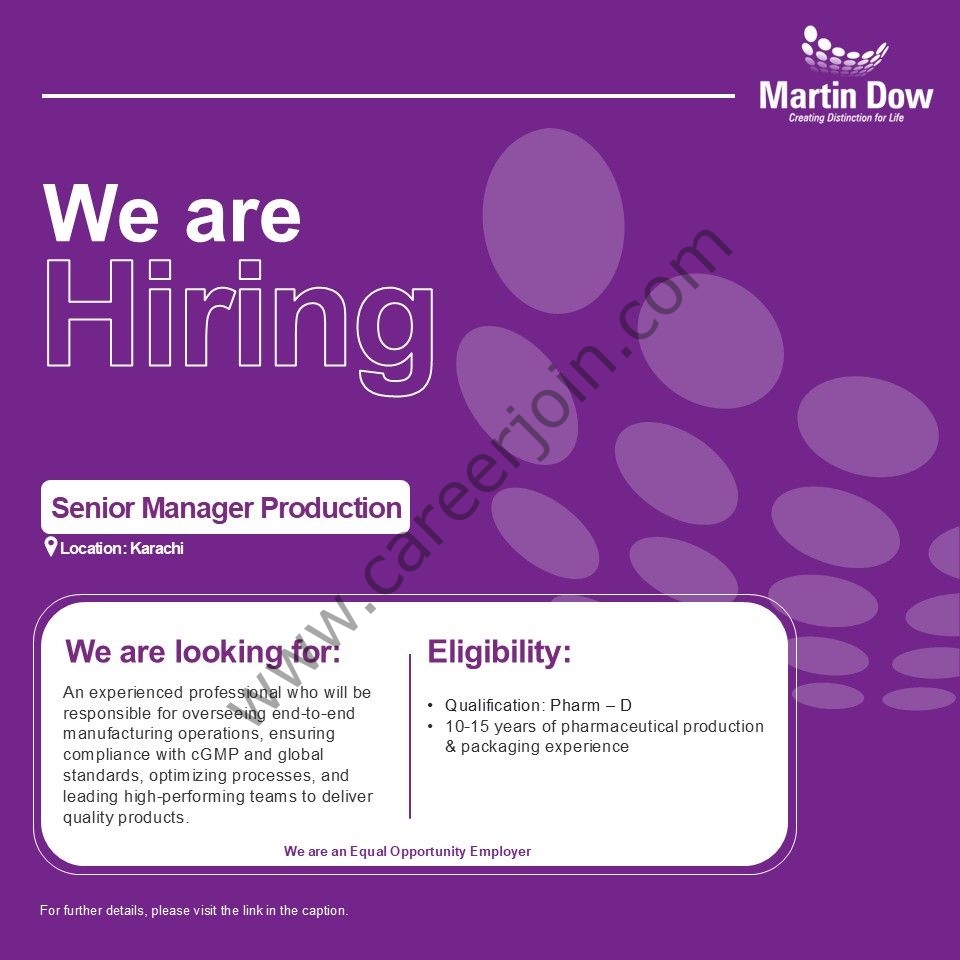 Martin Dow Limited Jobs Senior Manager Production 1