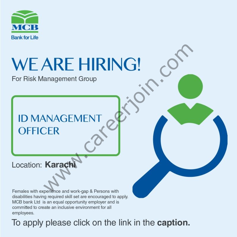 MCB Bank Limited Jobs Officer ID Management 1