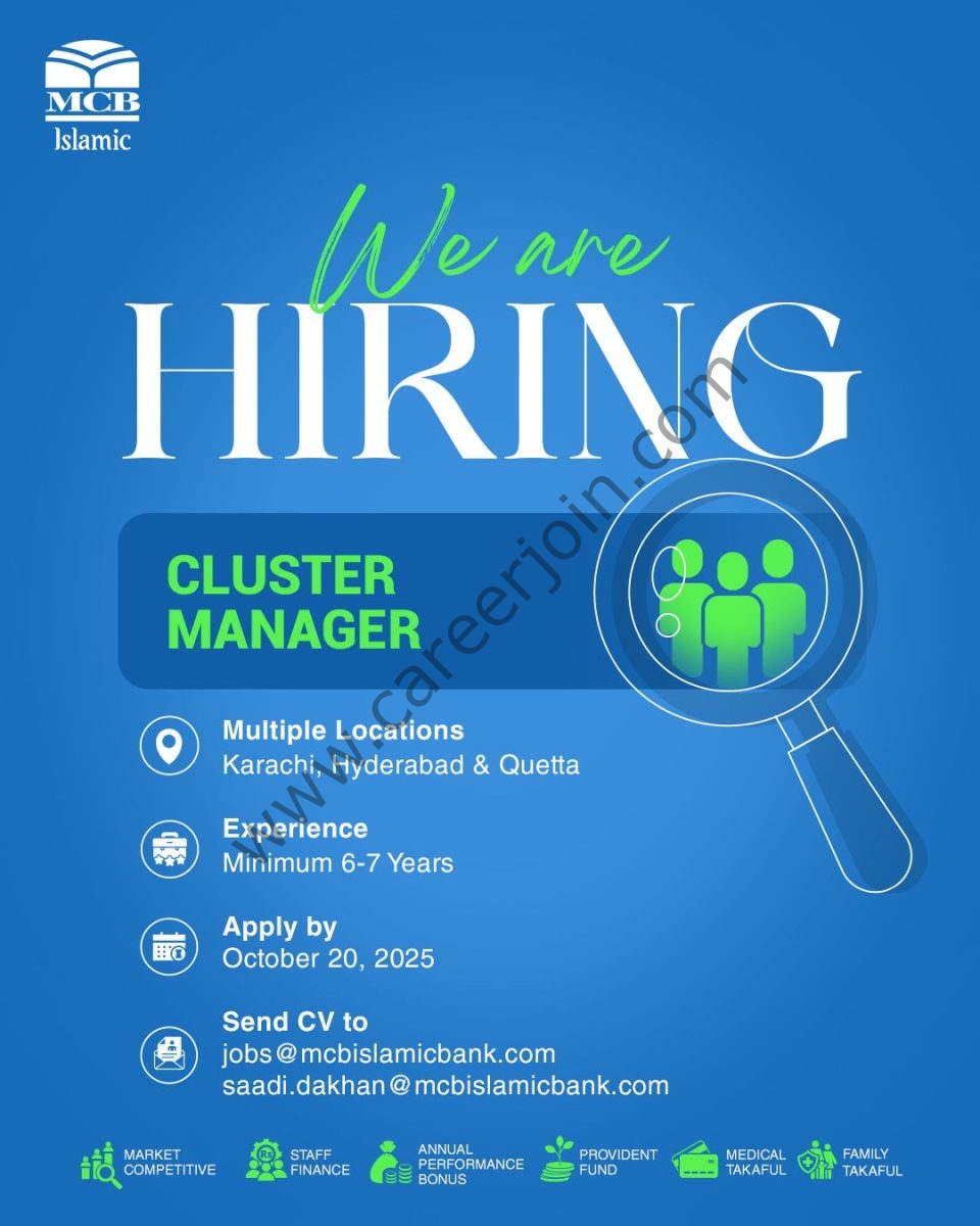 MCB Islamic Bank Jobs Cluster Manager 1