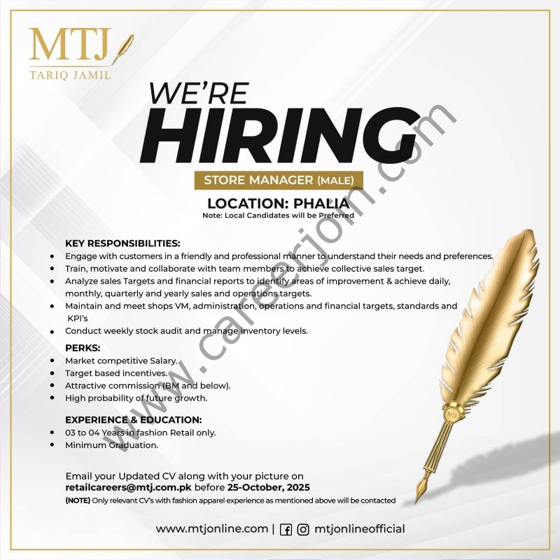 MTJ Tariq Jamil Jobs Branch Manager 1