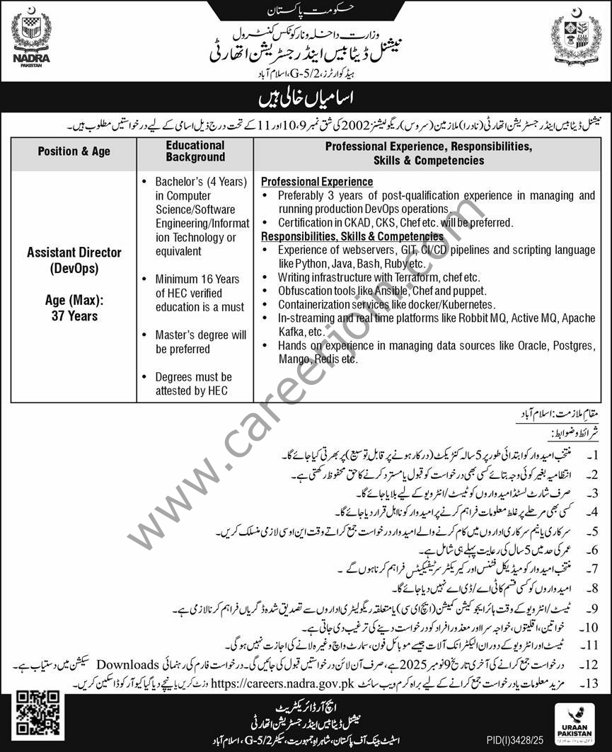 NADRA Jobs 26 October 2025 Express 1