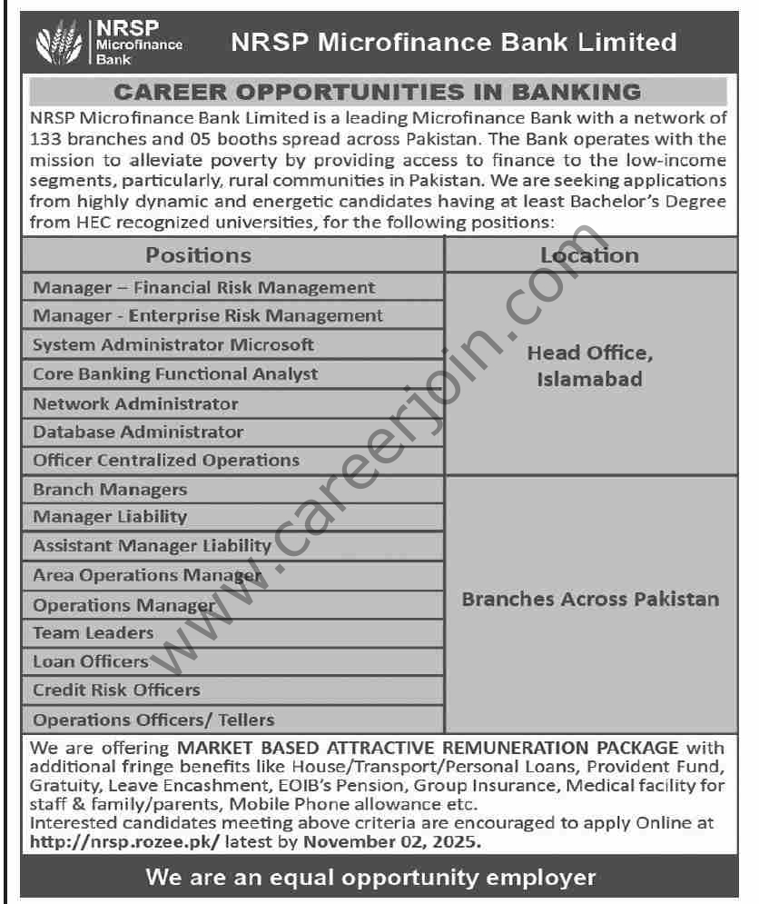 NRSP Microfinance Bank Ltd Jobs 19 October 2025 Dawn 1