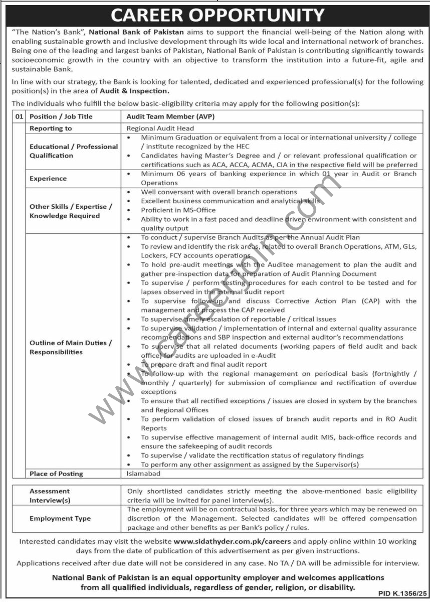 National Bank of Pakistan NBP Jobs 19 October 2025 Dawn 01 1
