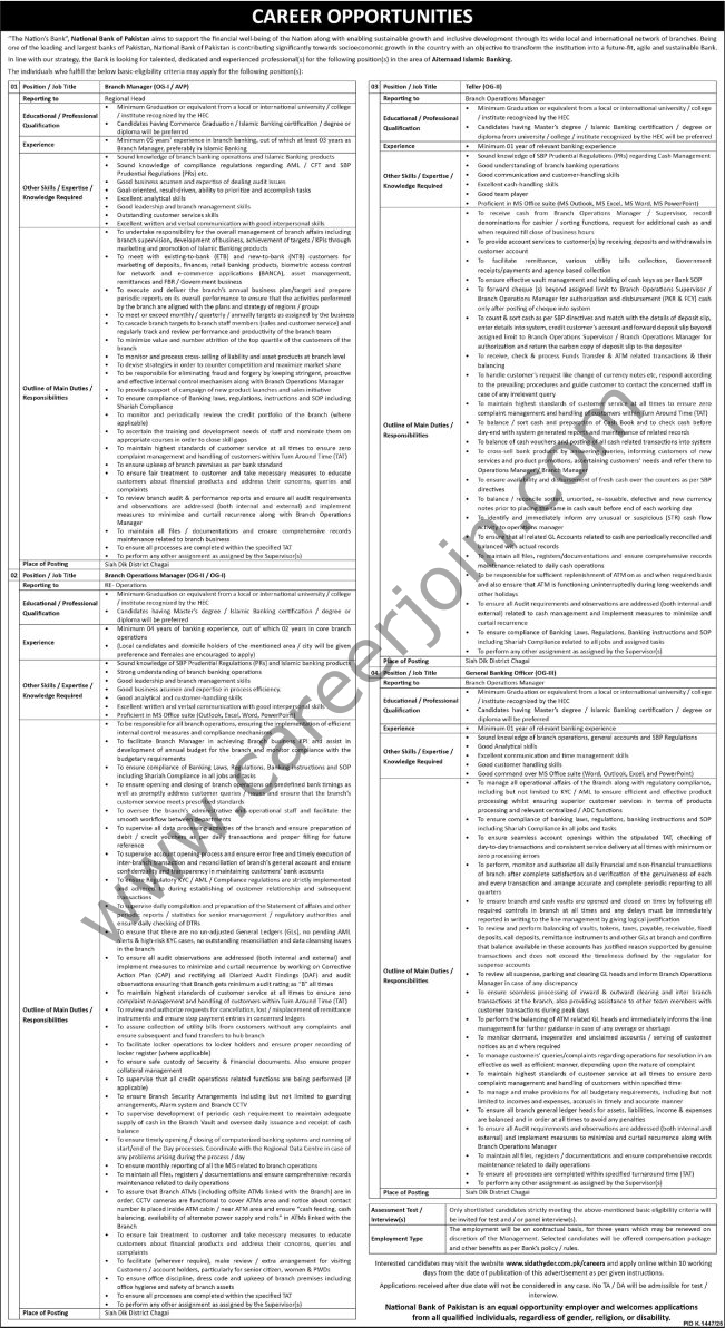 National Bank of Pakistan NBP Jobs 26 October 2025 Express Tribune 1