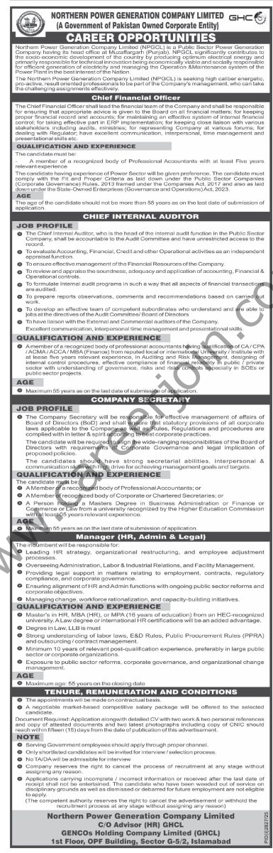 Northern Power Generation Co Ltd NPGCL Jobs 05 October 2025 Express Tribune 1