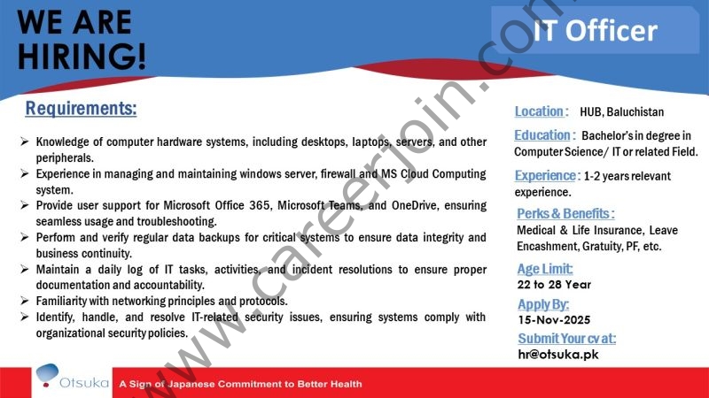 Otsuka Pakistan Jobs IT Officer 1