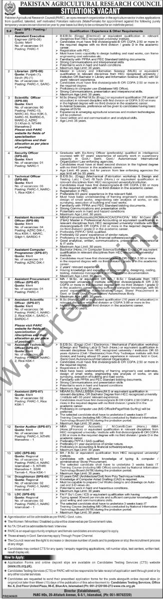 Pakistan Agriculture Research Council PARC Jobs 26 October 2025 Express Tribune 1
