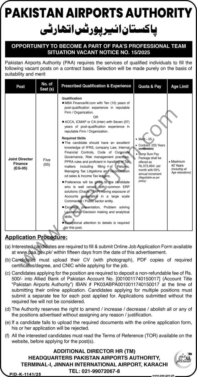 Pakistan Airports Authority PAA Jobs 04 October 2025 Express 1